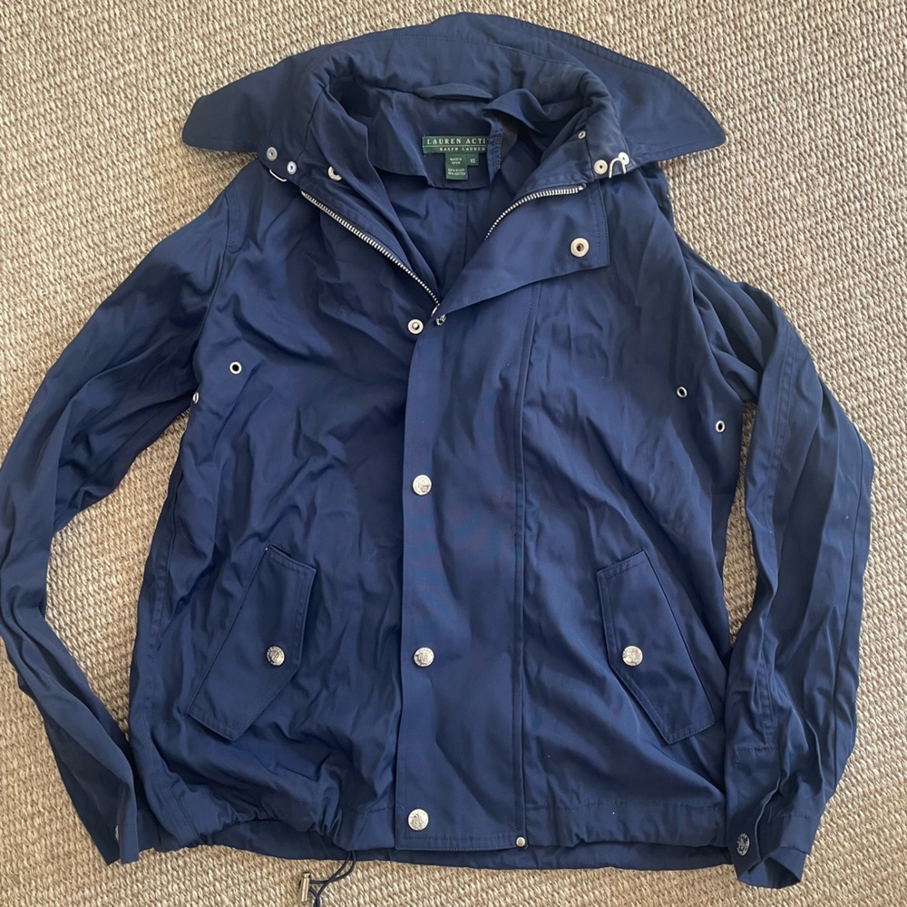 Ralph lauren active hooded rain coat navy blue